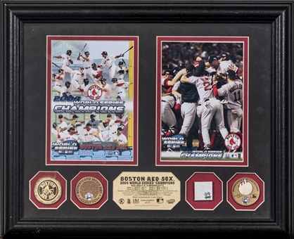 2004 Boston Red Sox World Series Champions Limited Edition Game Used Pieces Including Deck Circle and Baseball and Infield Dirt In Framed Display LE 1/25 (MLB Authenticated)